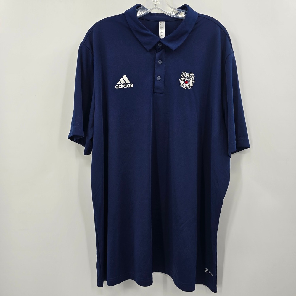 Adidas Polo Mens 2XL Bulldog Logo Polo Shirt Navy Blue Short Sleeve
